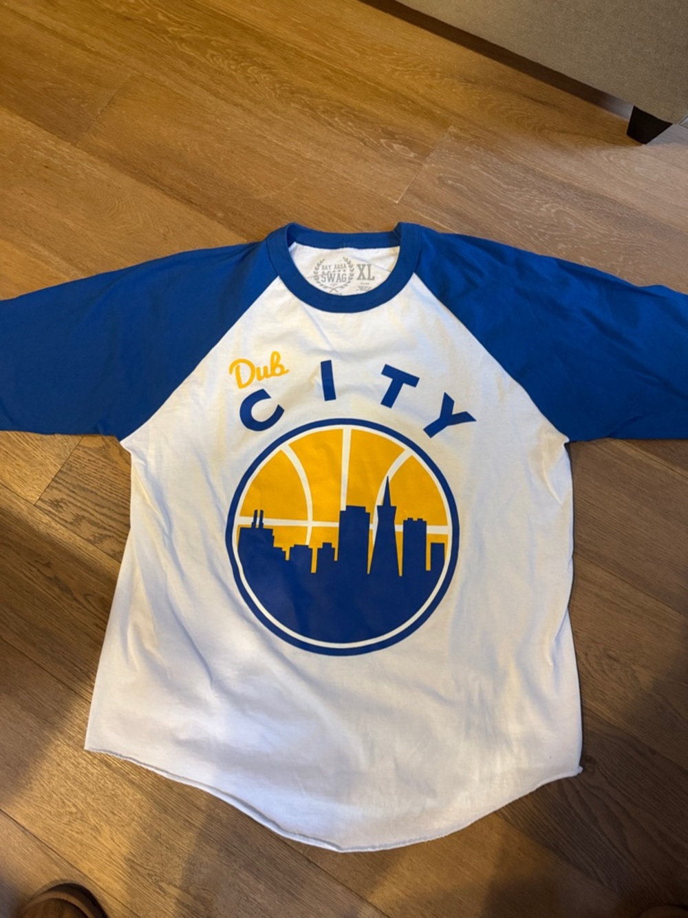 Blue & White 'Dub City' Raglan Baseball Tee